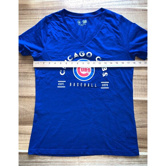 Genuine Merchandise Chicago Cubs Womens Blue V-Neck T-Shirt Size Large - Picture 11 of 12